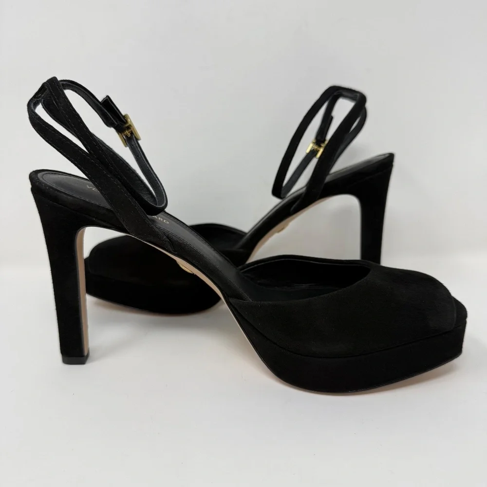 New Veronica Beard Brianne Sandals Black Suede Sz 8.5